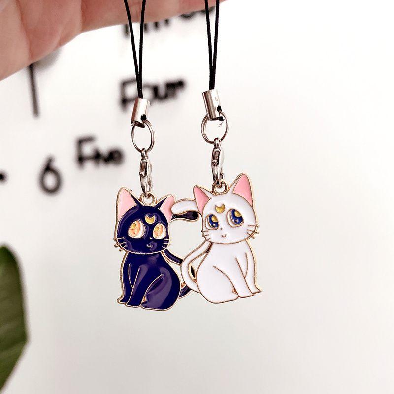 1 Piece Anime Cat Mobile Phone Charms Lovely Cartoon Keychains Lanyard for Keys Decoration Bag Charms Phone Strap