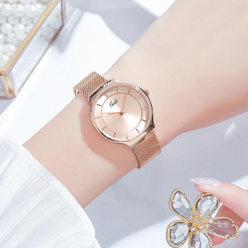 Women's simple temperament niche quartz watch ultra-thin mesh strap watch