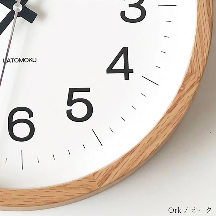 KATOMOKU muku clock 16 Oak km-113OARC Wall Clock, Continuous Second Hand, Diameter 30.6cm (Radio-controlled)
