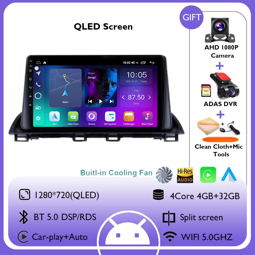 Автомагнитола Android 14 Carplay для Mazda 3 Axela 2013 2014 2015 2016 2017 2018 Навигация GPS Мультимедийный плеер WiFi+4G стерео BT