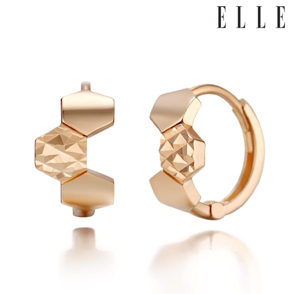 Серьги-пусеты из 18-каратного золота в виде тройного шестиугольника EL18EE037