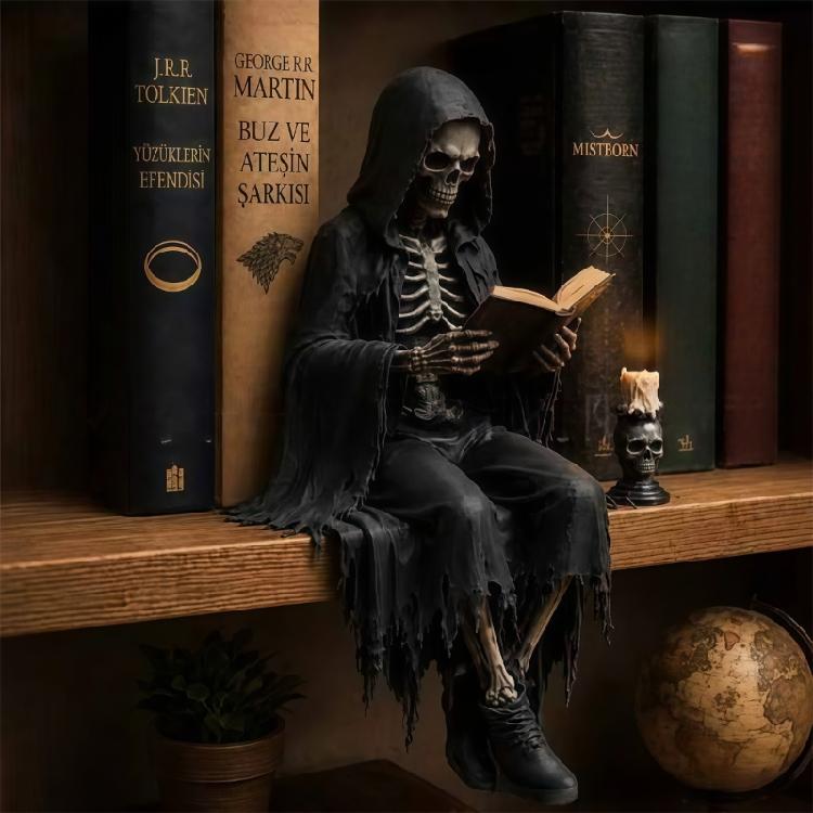 Настольная фигурка для чтения, статуэтка-сиделка на полку из смолы для книжной полки, фигурка в стиле темного фэнтези с открытой книгой для полки шкафа
