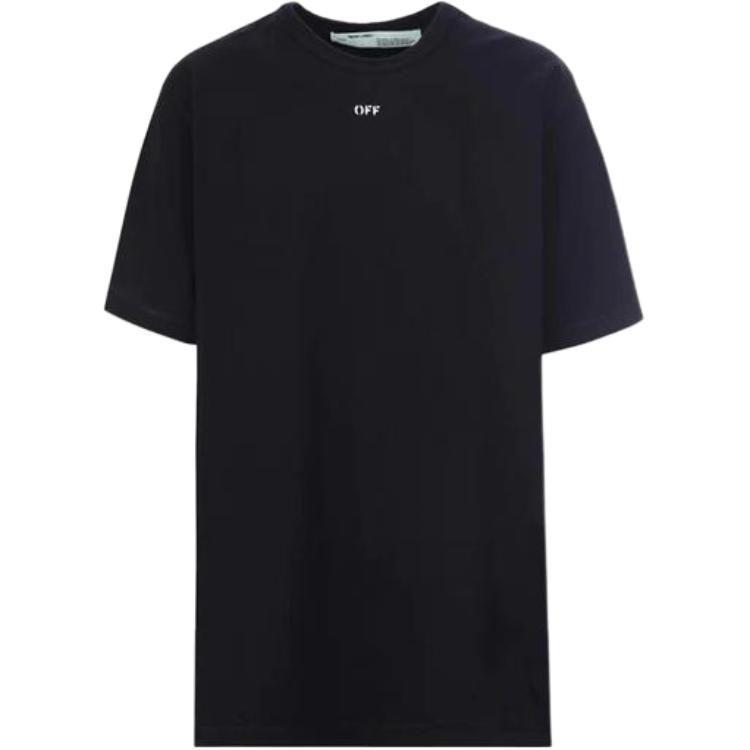 OFF WHITE Мужские футболки Черная с круглым вырезом Средняя OWAA029R187700081040