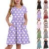 Children's Skirt Round Neck Short Sleeve Princess Dress Fashion Casual Pocket Dress For Girls