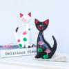 2 шт. Деревянная скульптура животного Современные миниатюры Фигурка Настольное украшение Статуэтка кошки Рождество