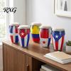 Music Lover Gift Idea Conga Drum Piggy Bank with National Flag Design for Kids Adults, Decorative Money Saving Personalized Fans Jar, Cash Storage