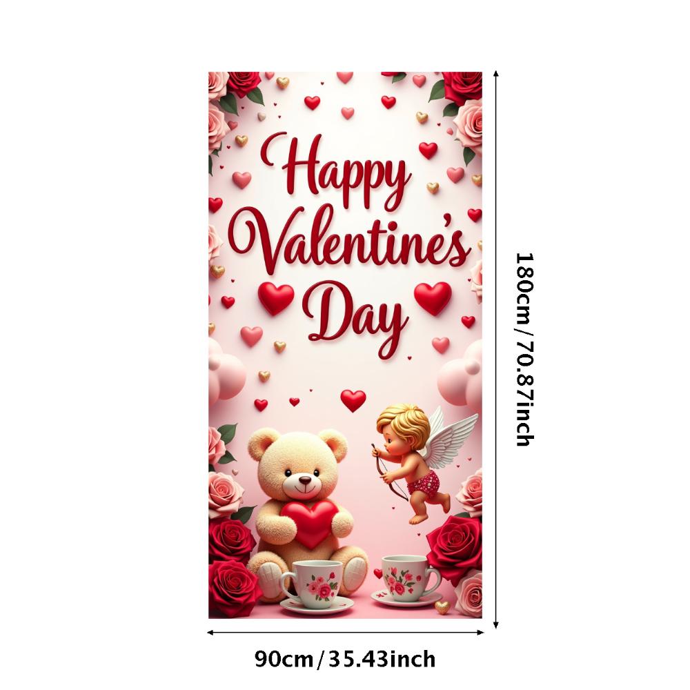 Valentine's Day Banner Backdrop Romantic Decorations Heart Background Red Love Celebration Photography Prop Party Supplies