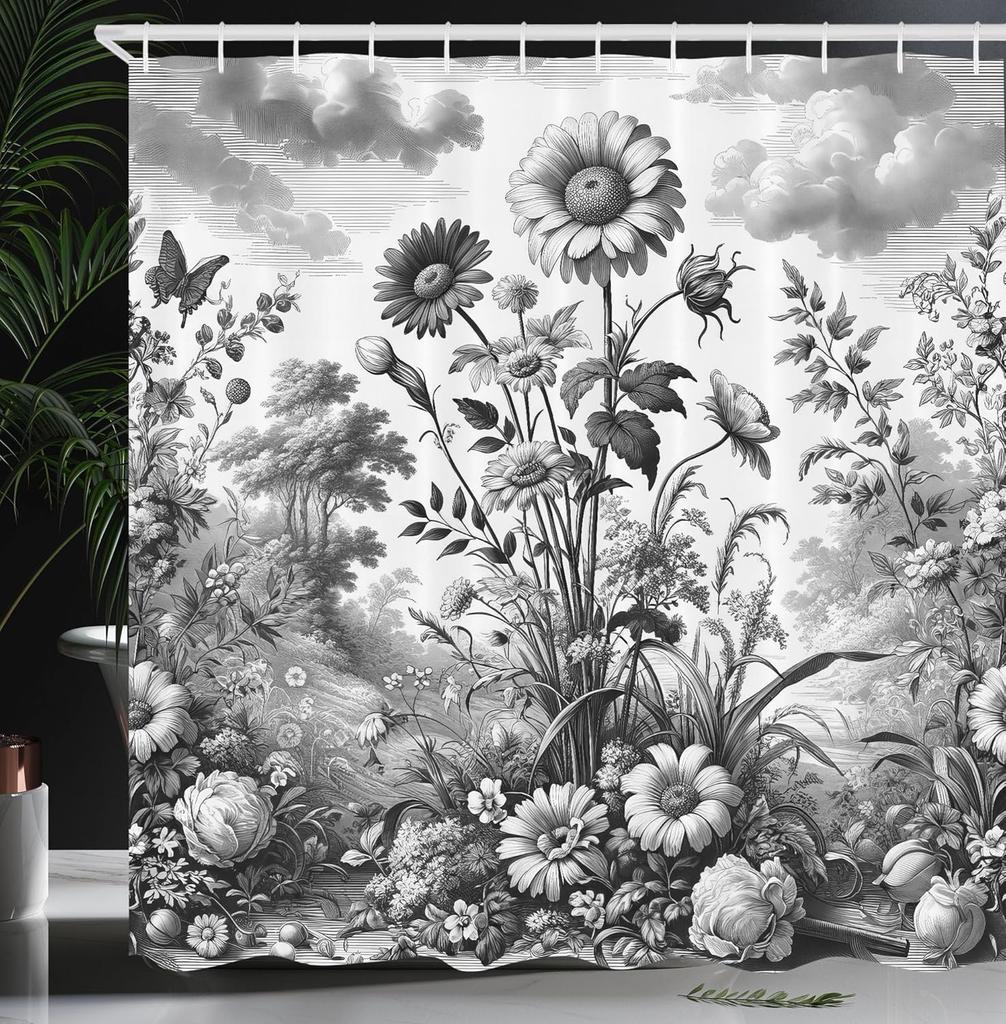 Черно-белая шторка для душа туманные высокие деревья лесной массив природный ландшафт ткань украшение для ванной шторка для душа с крючком