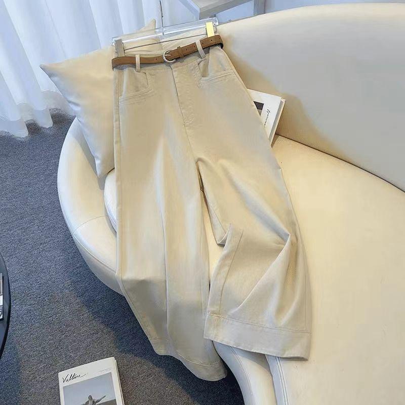 Джинсы с высокой посадкой и широкими штанинами для женщин на весну, ретро, свободные, укороченные брюки, брюки прямого кроя