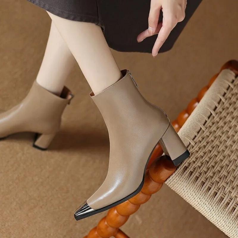 Sexy Pointed Toe Ankle Women Boots Brand Luxury High Heels Shoes 2025 New Winter Leather Goth Gladiator Pumps Chelsea Botines