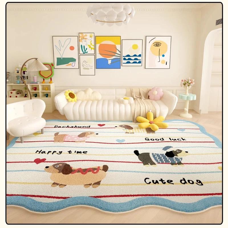 Irregular Shapes Rugs for Bedroom Cartoon Style Living Room Decoration Pink Carpet Home Fluffy Soft Rug Thicken Plush Lounge Mat