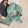 Premium 90Cm Floral Large Square Scarf Cotton And Linen Silk Scarf Women'S Headscarf Thin Scarf Sun Protection Shawl Outer Yarn