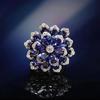 Elegant Women's Luxurious Flower Ring Fully Inlaid with Zirconium, Platinum Plated, for Party Wear
