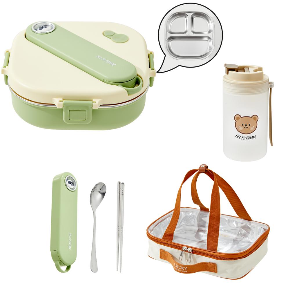 Новый 800 мл Портативный Ланч-бокс с Разделителями и Столовыми Приборами Капибара 3/4 Отделения Микроволновка Герметичный 304 Нержавеющая Сталь Бенто Бокс