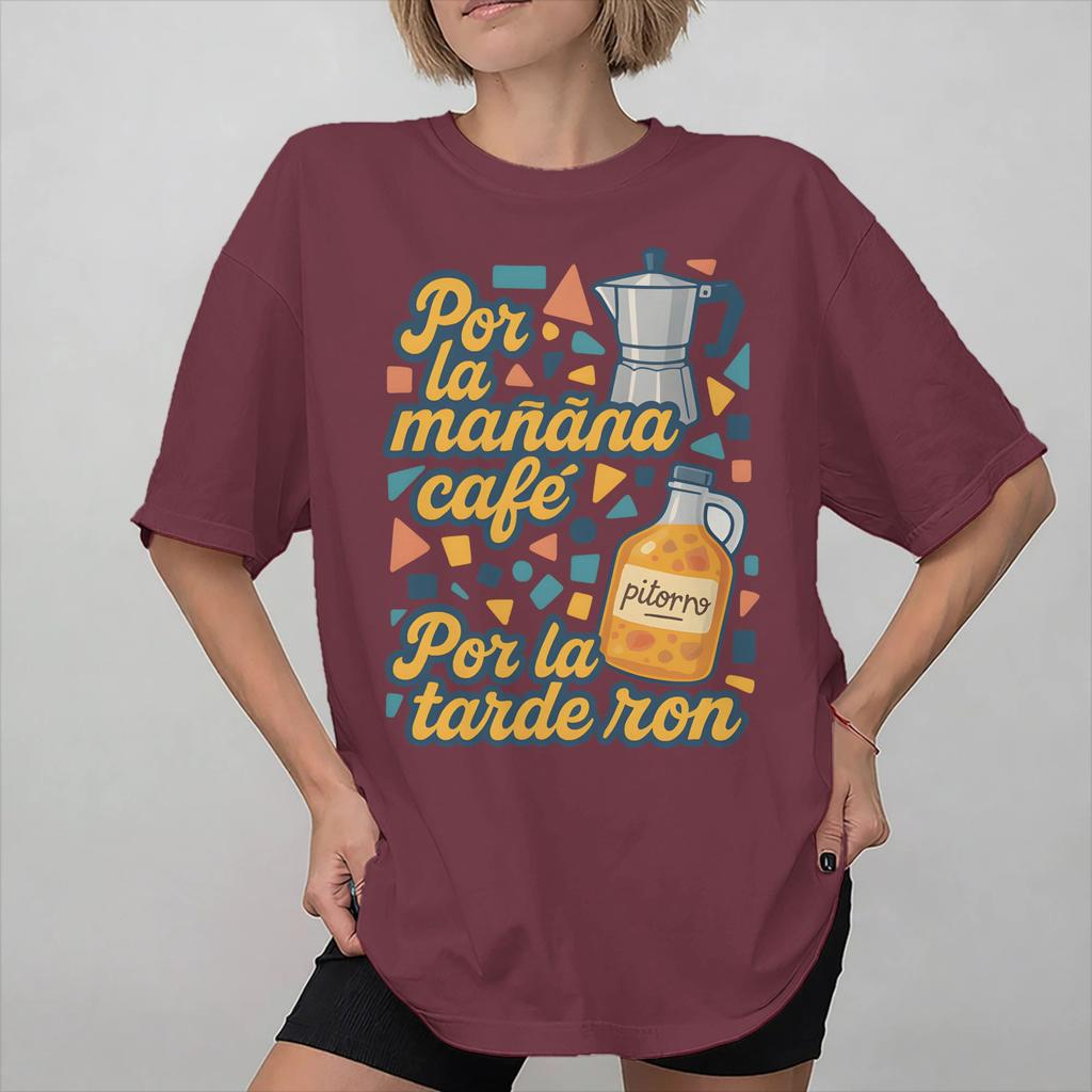 Por la Unisexana cafe por la tarde ron Tee Shirt for Unisex Women Graphic Print T Shirts Cotton Clothes