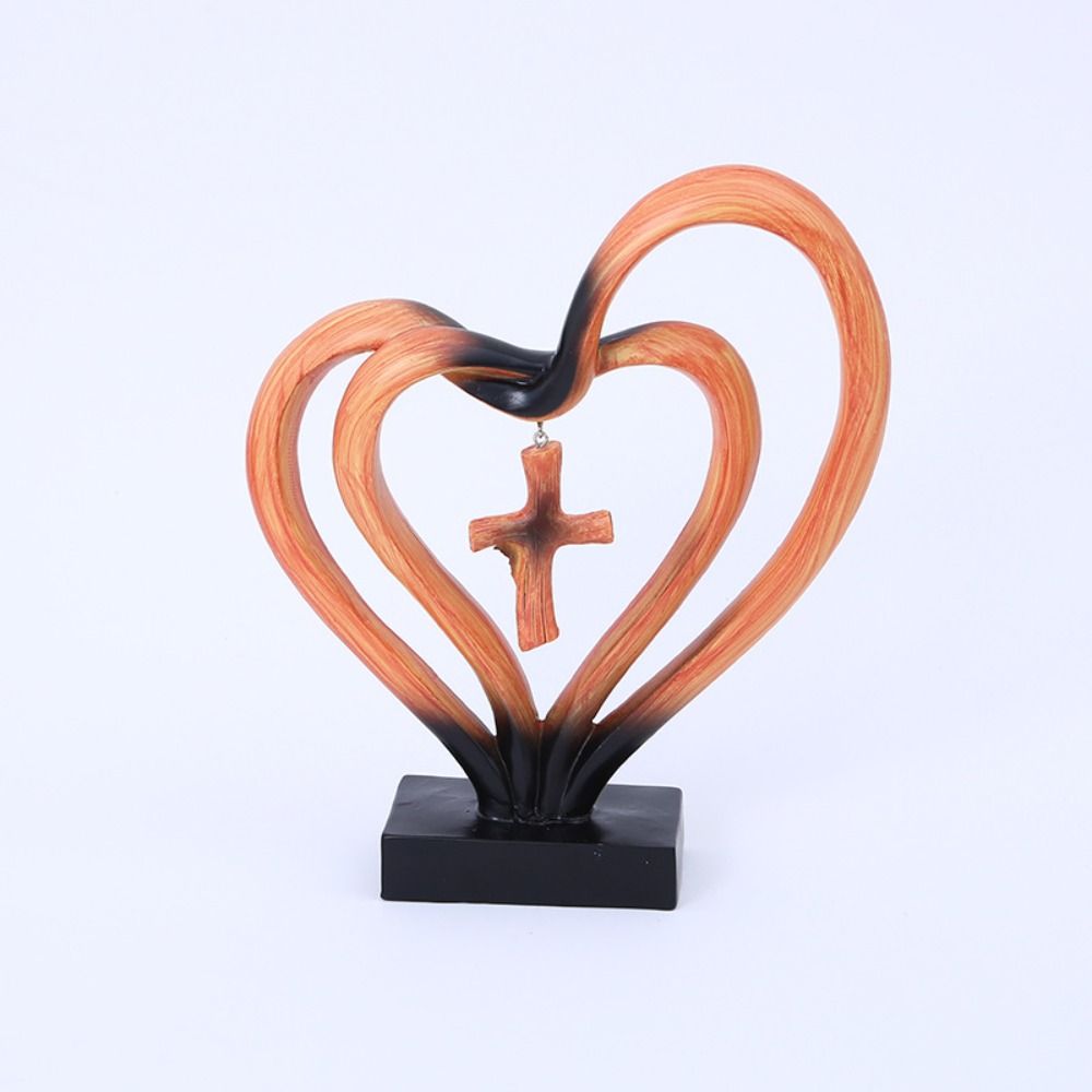 Minimalist Entwined Hearts Cross Modern Christian Standing Decor Hearts Cross Sculpture Church