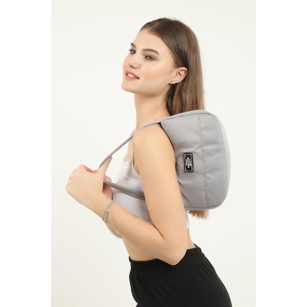 Black U11 Single Zipper Compartment Daily Sports Baguette Canvas Fabric Women's Hand And Shoulder Bag B:16E: 26