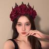 Witch Cosplay Women Crown Tiara Party Costumes Halloween Headpiece Red Rose Headband Masquerade