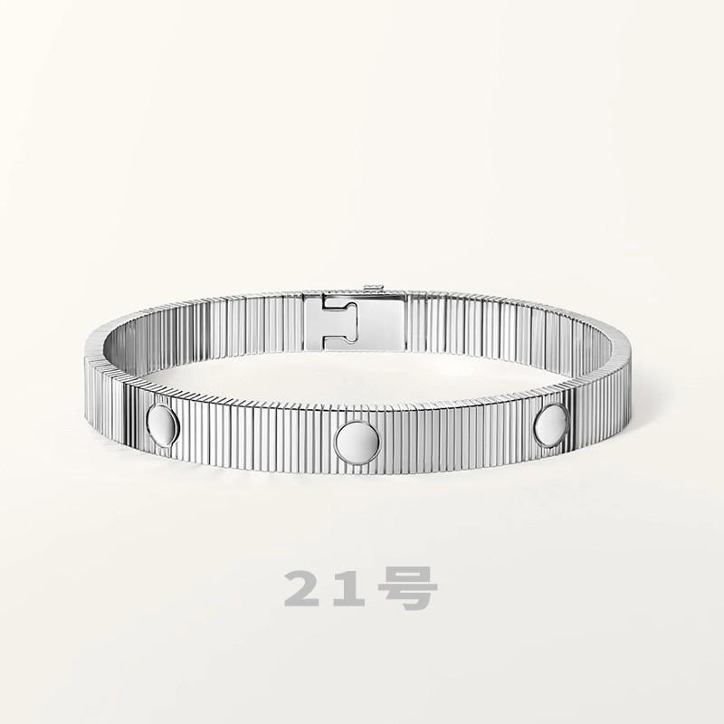 Stainless Steel Titanium Bracelet Men Women Geometric Stripe Screw Design Minimalist Adjustable Bangle Jewelry