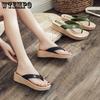 High Heeled Flip-flops Female Summer Flat Bottom Beach Outside Wear Slope Heel Thick Sole Sandals Beach Shoes Female Outdoor