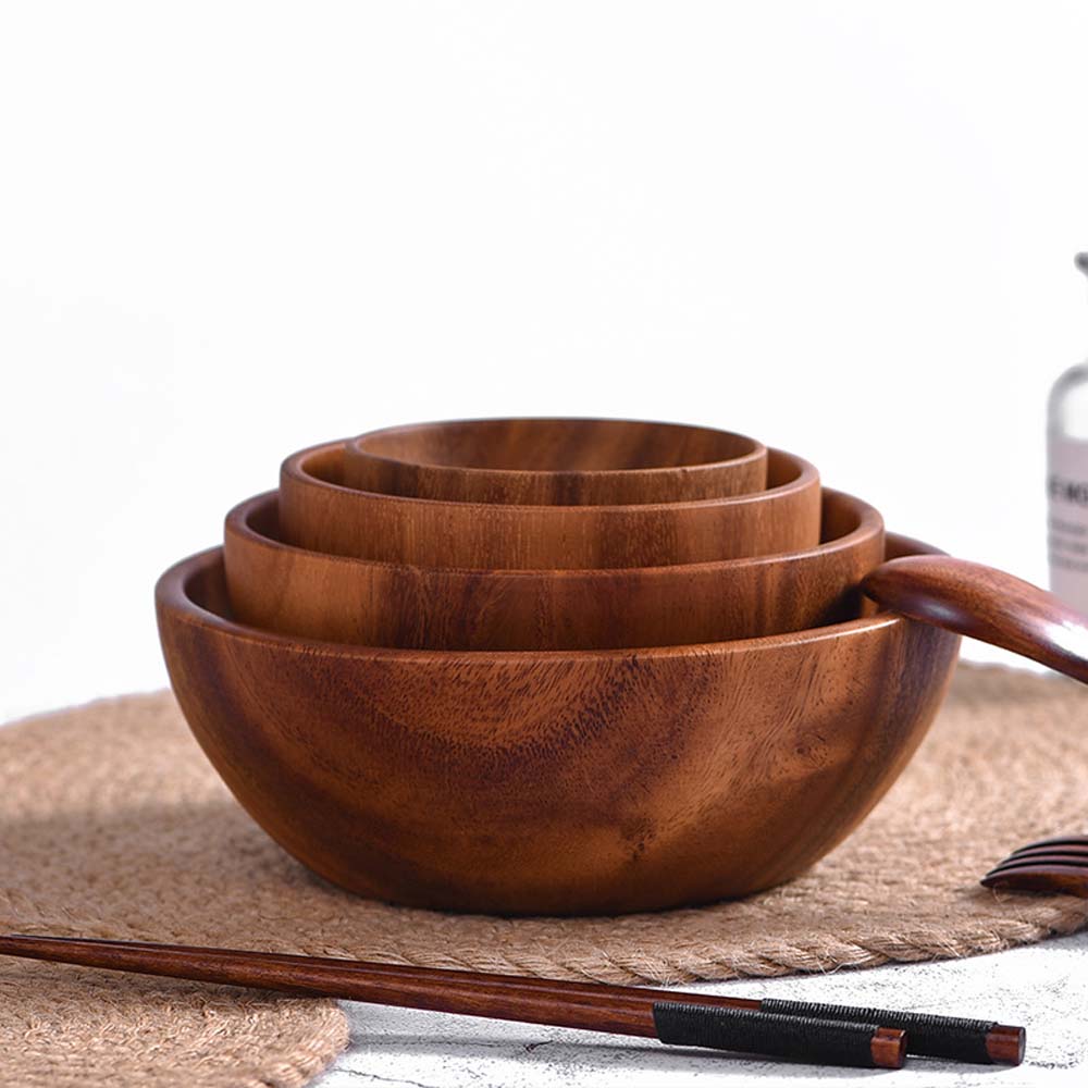 Для лапши риса супа салата Деревянная посуда из натурального дерева акации Миска Миски для рамена Деревянная миска