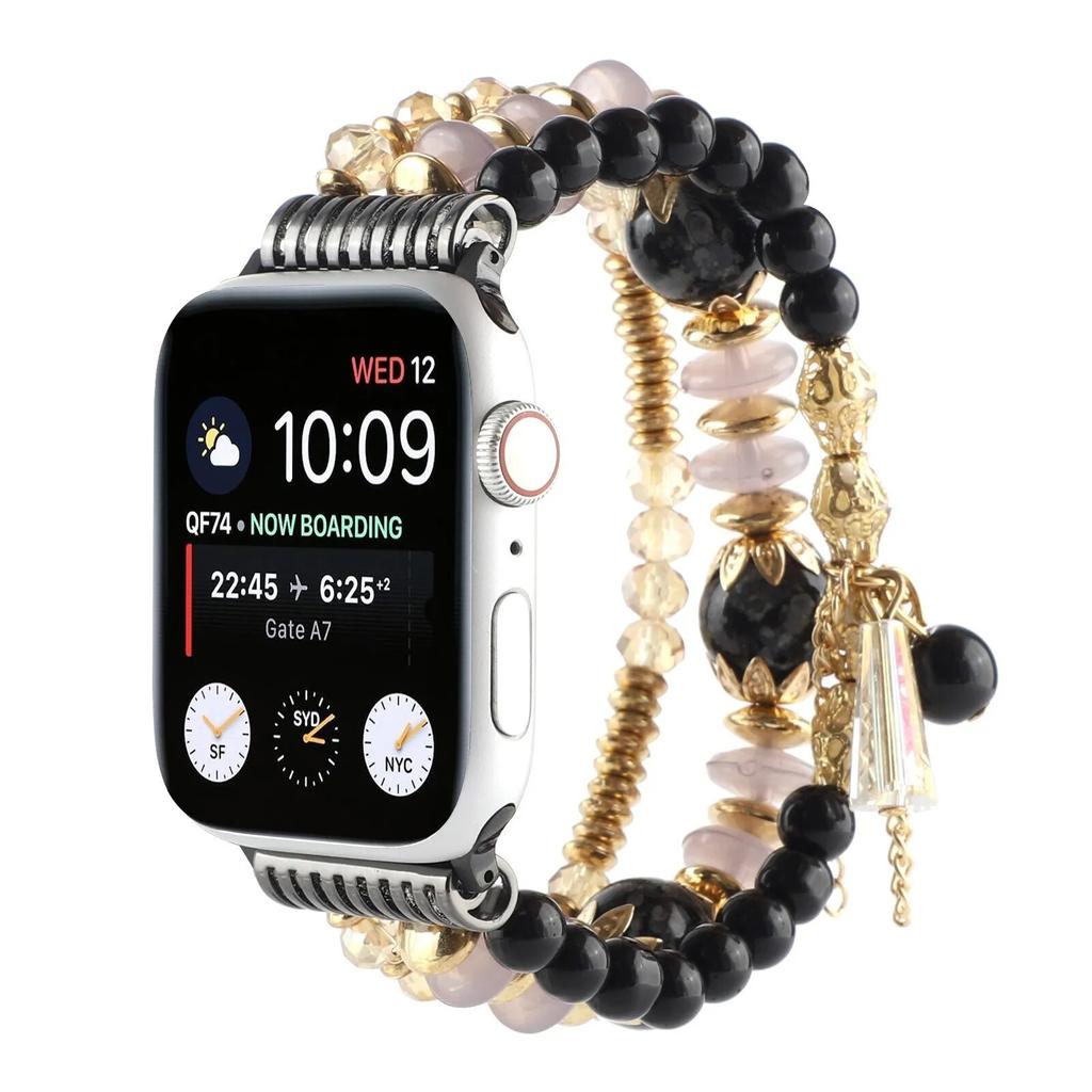 Ремешок-браслет для Apple Watch 7, 6 SE, 5, 4, 3, ремешок 38, 42 мм, 40 мм, 44 мм, 41 мм, 45 мм, женский ремешок для часов с жемчужным звеном, аксессуары для iwatch