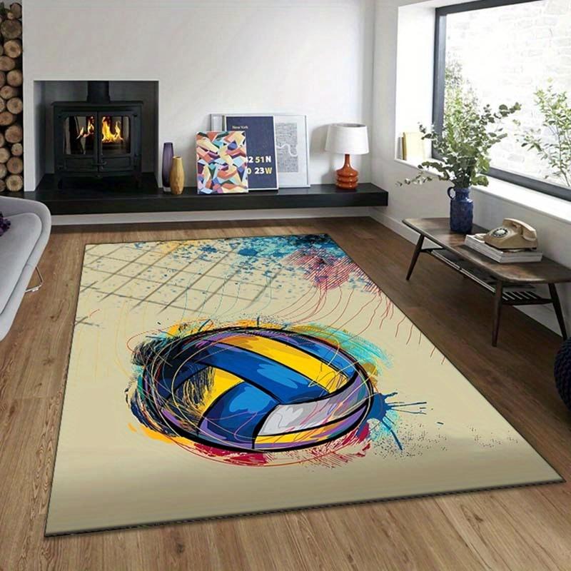 Crystal Velvet Volleyball Printed Area Rug for Bedroom And Living Room Home Decoration, Non-Slip Mat for Bedside.