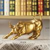 Wall Street Bull Figurine Stock Market Mascot Golden OX Statue Resin Art Crafts Animal Sculpture for Living Room Home Decoration