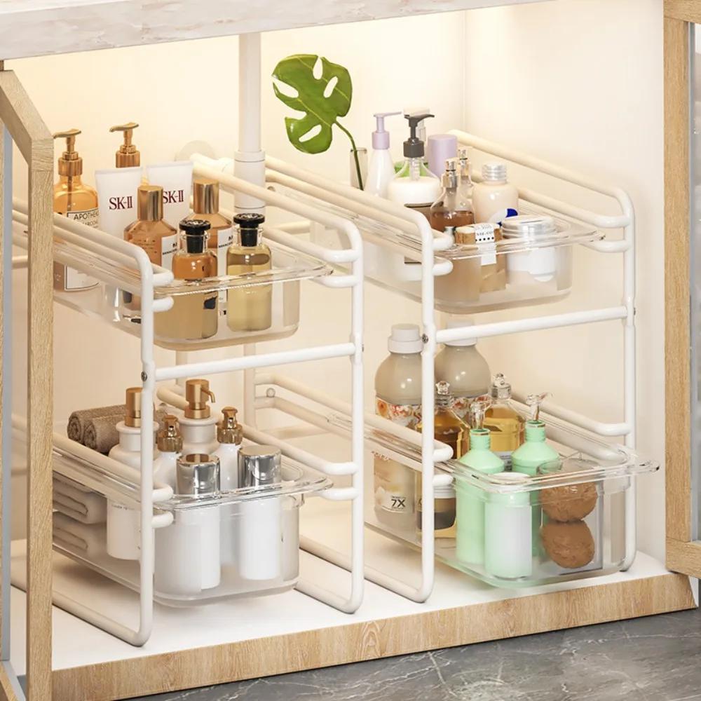 Scalable Kitchen Storage Rack Waterproof Antirust Withdrawable Type Storage Racks Household Simplicity Vegetable Fruit Basket