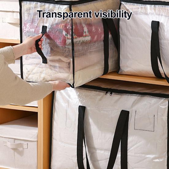 Large Quilt Storage Bag Clear Storage Bin With Lid Reinforced Handles Waterproof
