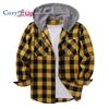 Cozy Up Men's Flannel Hoodie Shirts Casual Button Down Plaid Shirt for Men Long Sleeve Stylish Hooded with Pocket