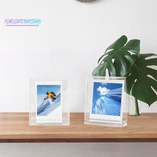 Прозрачная фоторамка, двусторонняя, видимая, пылезащитная, с пазом на основании, сверхмощная настольная 3-дюймовая рамка для мгновенного отображения фотографий с камеры