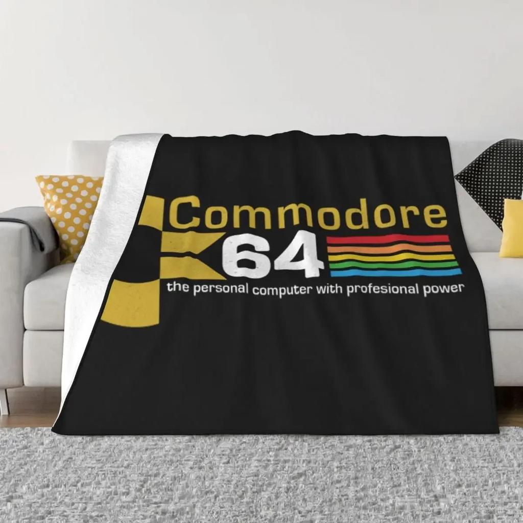Ретро Плед Commodore 64 Мягкий Флис Весна Осень Теплый Фланель C64 Amiga Компьютер Пледы для Дивана Машины Кровати Покрывало
