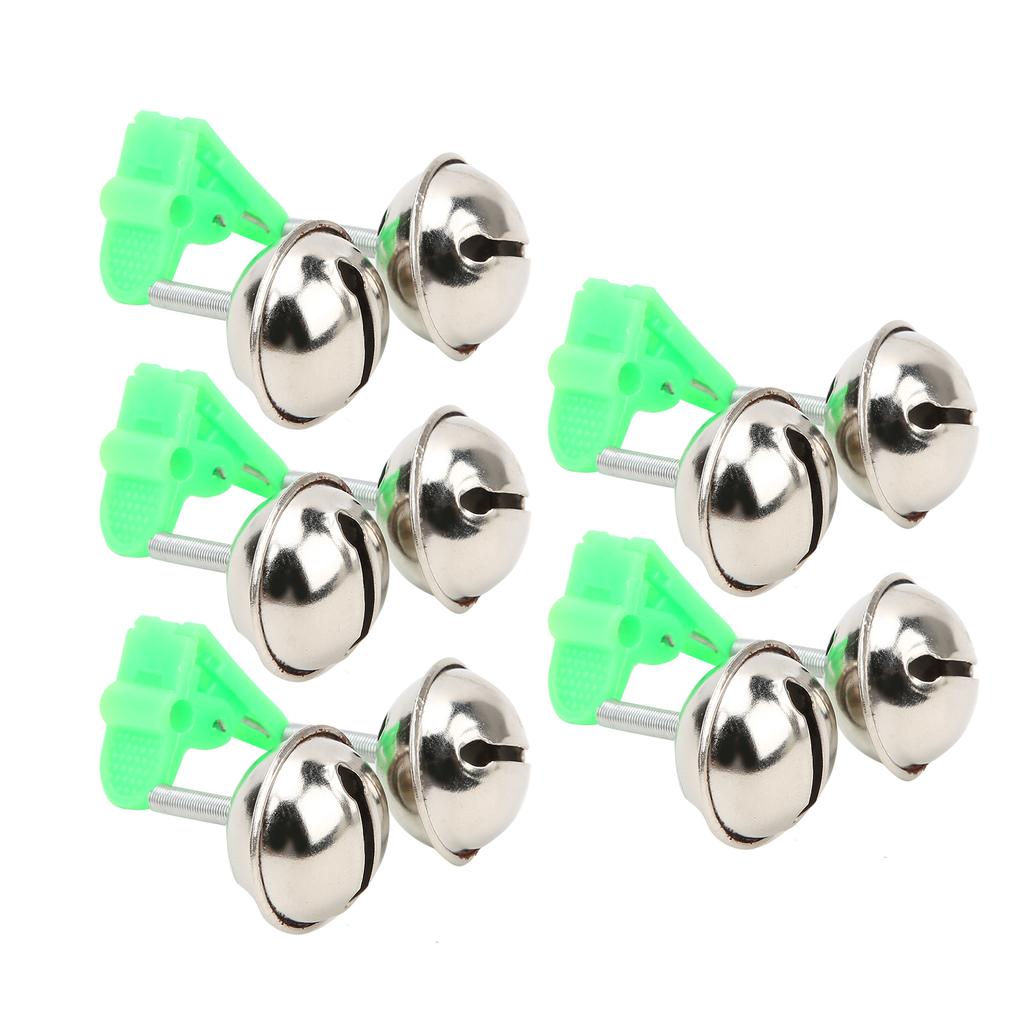 5Pcs Fishing Pole Fish Bite Lure Alarm Alert Twin Bell Ring Rod Tip Clip Fishing Bell