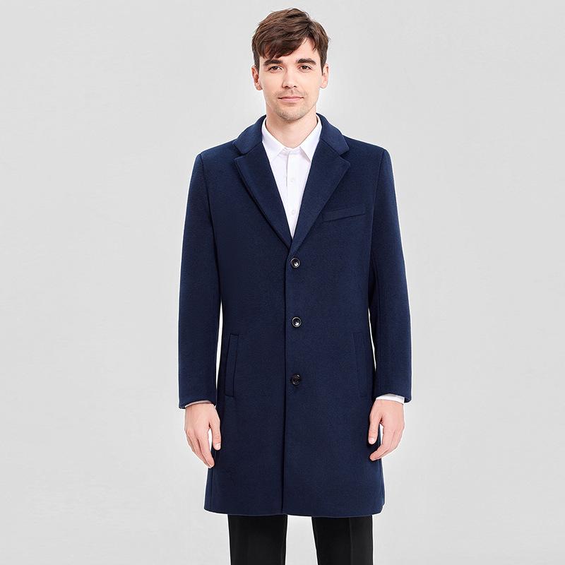 Unisex Managerial Mid-Length Woolen Overcoat - Formal Wool Workwear