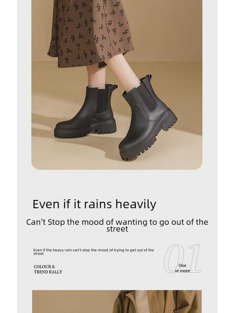2024 Стильные женские водонепроницаемые резиновые сапоги: Толстая подошва, износостойкая, усиленный дизайн с бархатным утеплителем для любого сезона