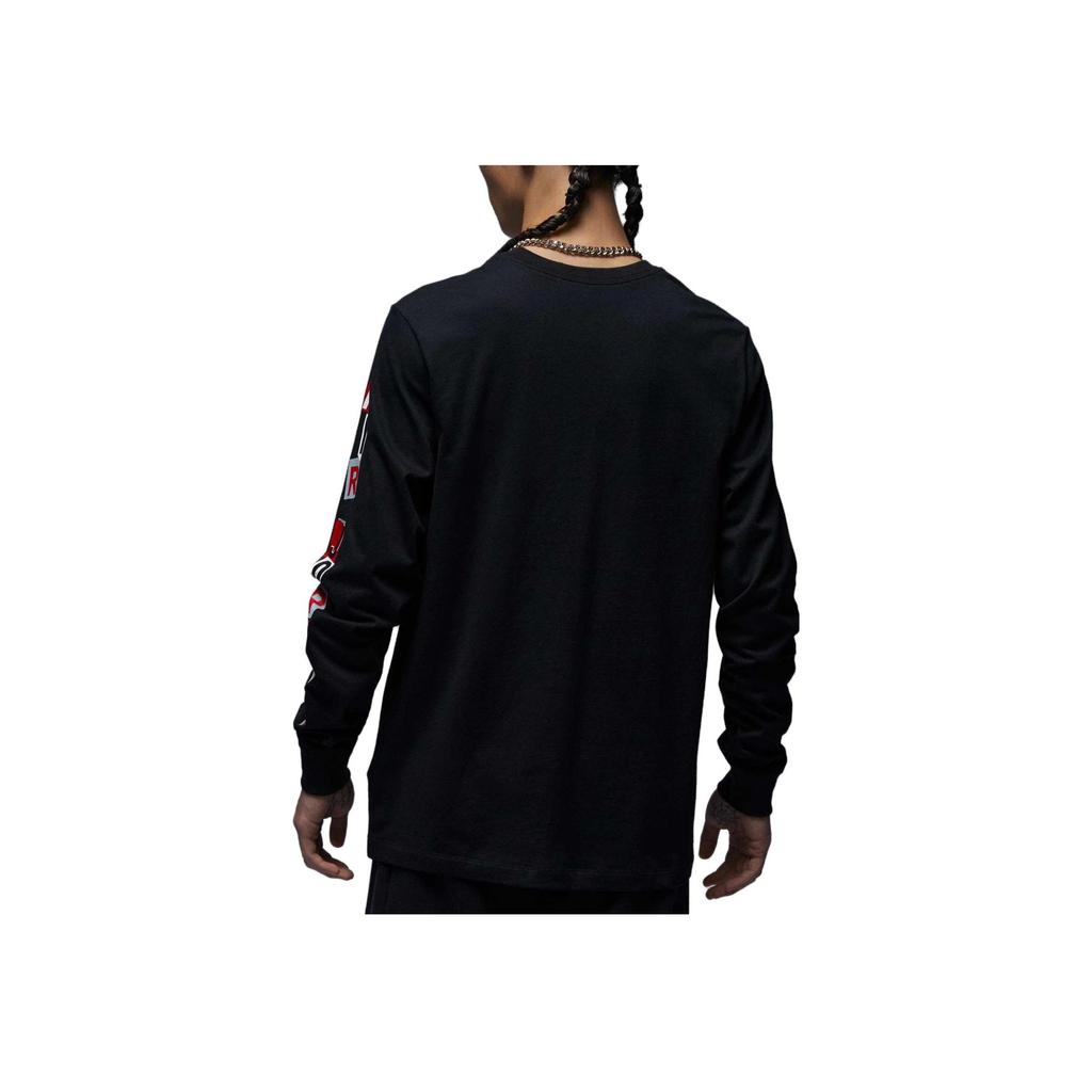 Jordan Спортивная повседневная футболка с круглым вырезом и длинным рукавом с принтом, мужские топы, черные FD7018-010