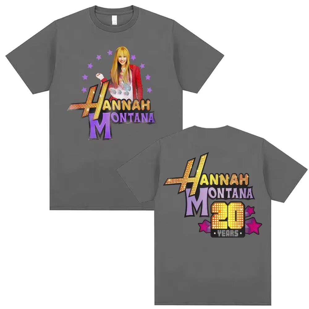 Pop Star Hannah Montana 20Th Anniversary Logo T-shirts Men Women Fashion Trend Aesthetic T Shirt Cotton O-Neck Hip Hop T-shirt