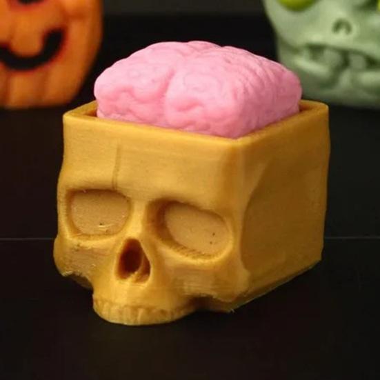 1/5 шт. Хэллоуин Кубическая голова Фигурка Жуткий Мини Череп Тыква Зомби Черный Кот Голова Смола Статуэтка Игрушка Украшение для дома офиса рабочего стола