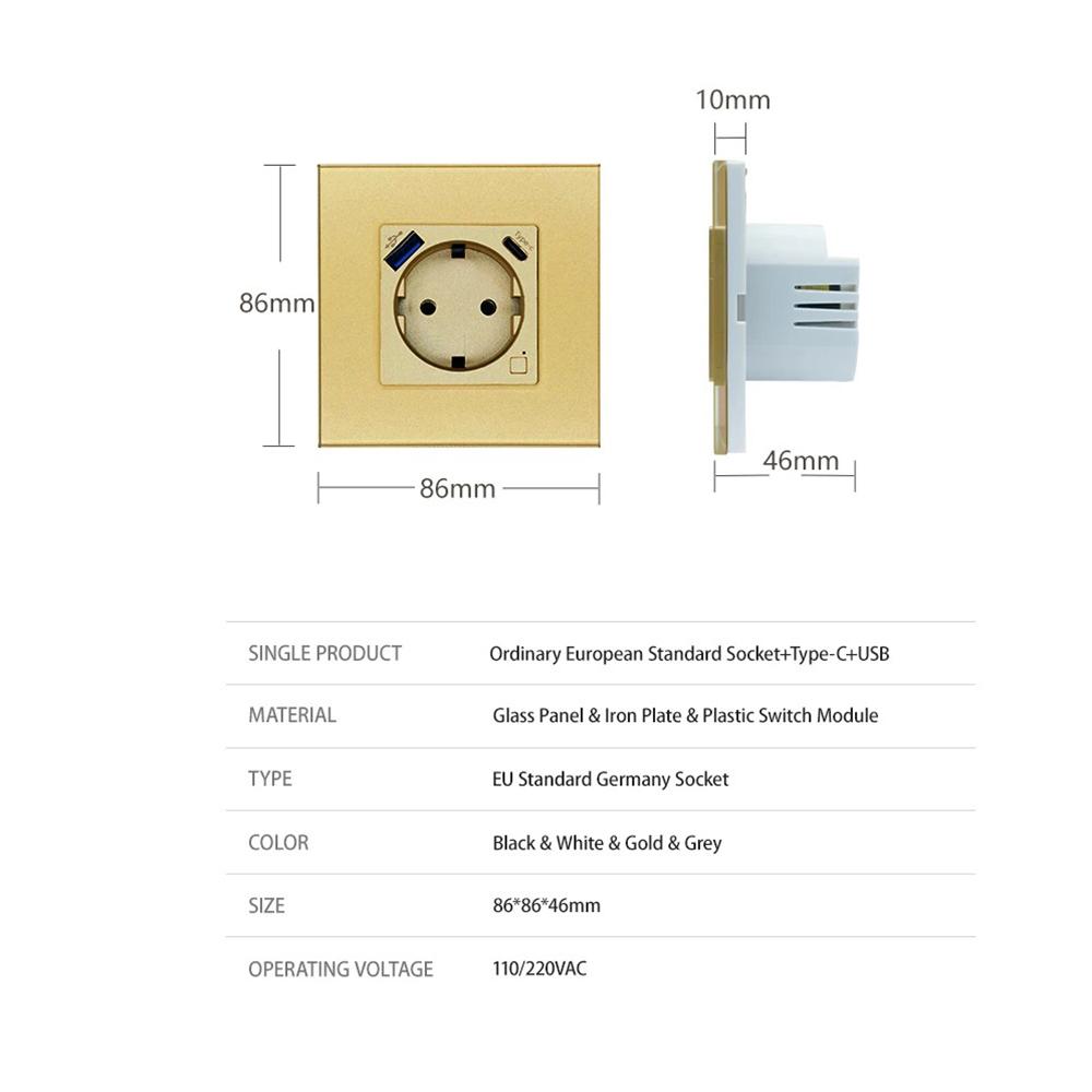Melery Wi-Fi Smart Wall Socket Power Monitor EU Электрическая розетка USB Type-C Tuya APP Remote Wireless от Alexa Google Home