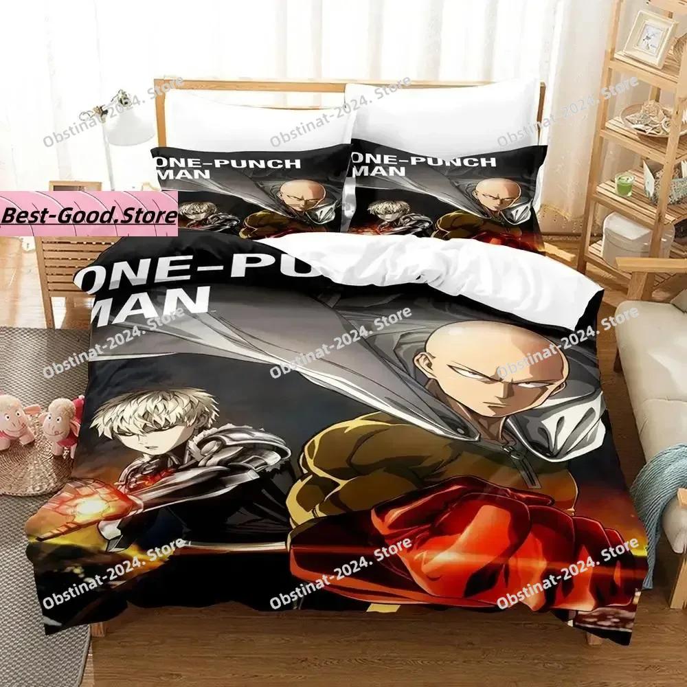 Набор постельного белья One Punch Man Односпальный Двуспальный Полный Королевский Размеры Размеры Комплект постельного белья Взрослый Детская Спальня Комплекты пододеяльников 3D Аниме Комплект простыней