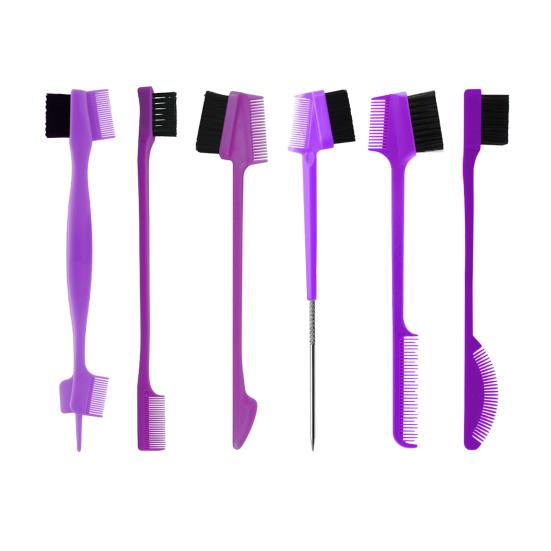 6 шт. Щеточка для бровей с двойной головкой и расческой, многофункциональная щетка для укладки бровей, профессиональная портативная дорожная женская косметика, инструменты для ухода за бровями