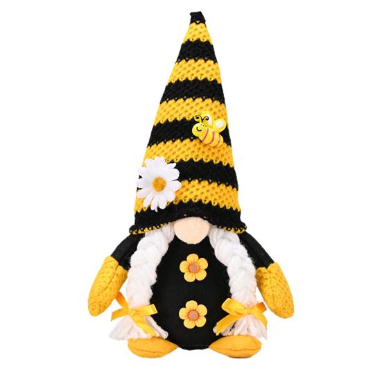 Good Luck Gnome Ornament Bee Day Themed Sunflower Decor Plush Doll Gnome Figurine Centerpiece Festive Bee Party Decoration