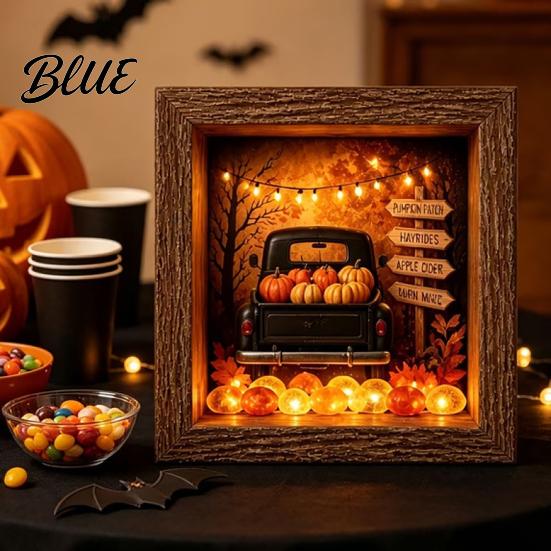 Готический Shadow Box Ночник DIY Подсвечиваемый Хэллоуин Призрак Набор Деревянная Рамка Светодиодный Теплый Свет 3D Картина Набор для Творчества Память с Хрустальным Стеклянным Панелью,