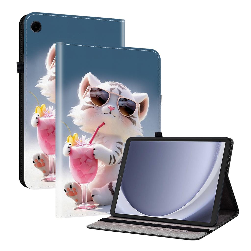 Кожаный чехол для Samsung Galaxy Tab A11 с принтом, подставка, чехол для планшета с отделениями для карт
