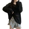 Summer Sexy Perspective Hollow Knitted Sweater Women's Thin Pure Desire Versatile Outer Wear V-neck Long-sleeved Top Blouse Loose