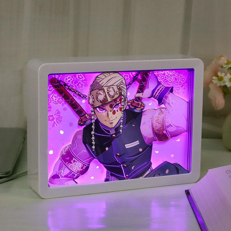 Trending Products Night Light Box Paper Carved Lamp Remote Control Tengen Uzui Anime 3D Led Night Lamp for Home Decoration