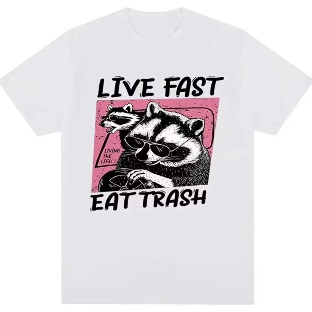 2026 Summer Fashion Short Sleeve Casual T Shirt Funny Cartoon Raccoon Tshirt Camisas Hombre Female Casual Top Tee Unisex Tshirt