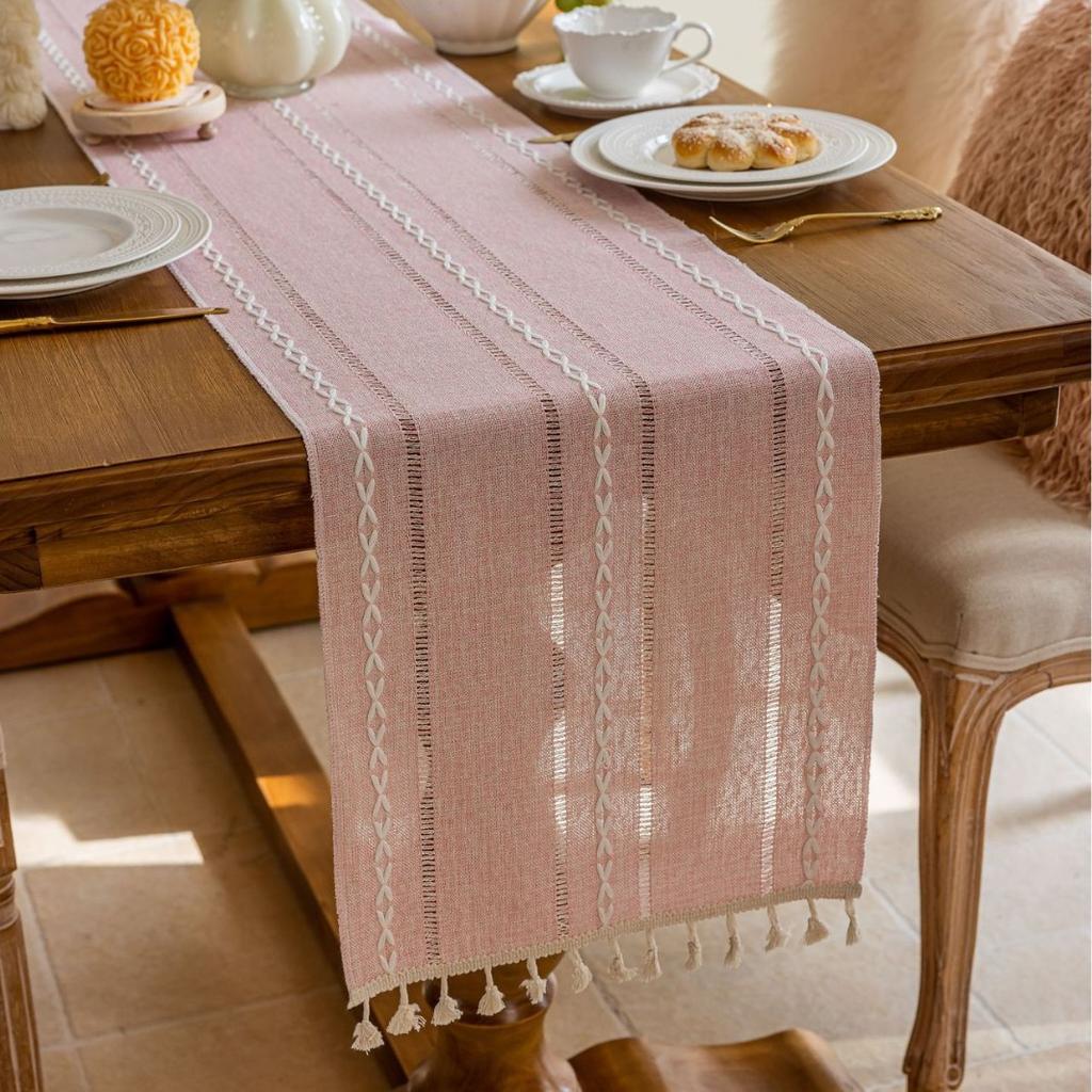 Зеленый Бохо дорожка для стола в деревенском стиле для домашнего декора дорожка для стола в деревенском стиле пианино чехол для пыли мягкий ручной работы кисточки для столовой кухни кофейное вечернее платье