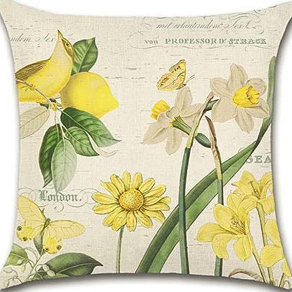 Ретро Растение Цветочный Принт Лен Наволочка Дом Гостиная Диван Автомобильная Подушка